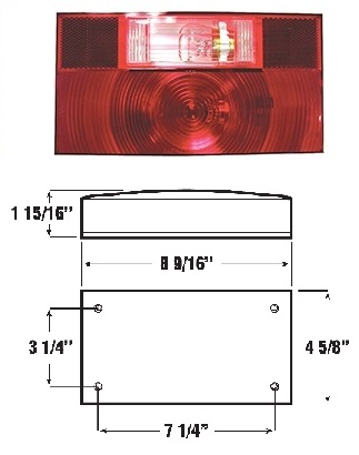 10423 - PETERSON SURFACE MOUNT TAIL LIGHT LENS WITHOUT BACKUP OR LICENSE PLATE LIGHTS