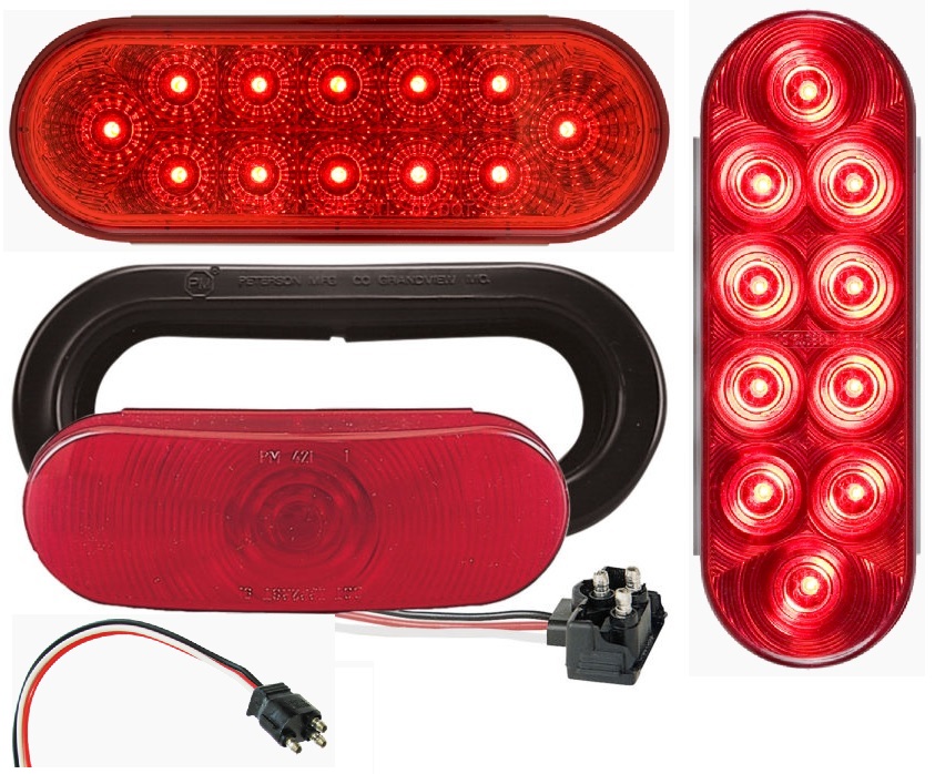 Oval sealed stop, turn, and tail light combos in LED or incandescent bulbs.