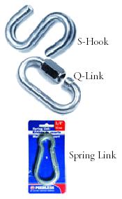 S-HOOKS, QUICK LINKS, AND SPRING LINKS